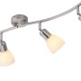 Stahlfarbener Just Light Spot Karo mit vier Leuchten und Opalglas-Schirmen, 90x21 cm.