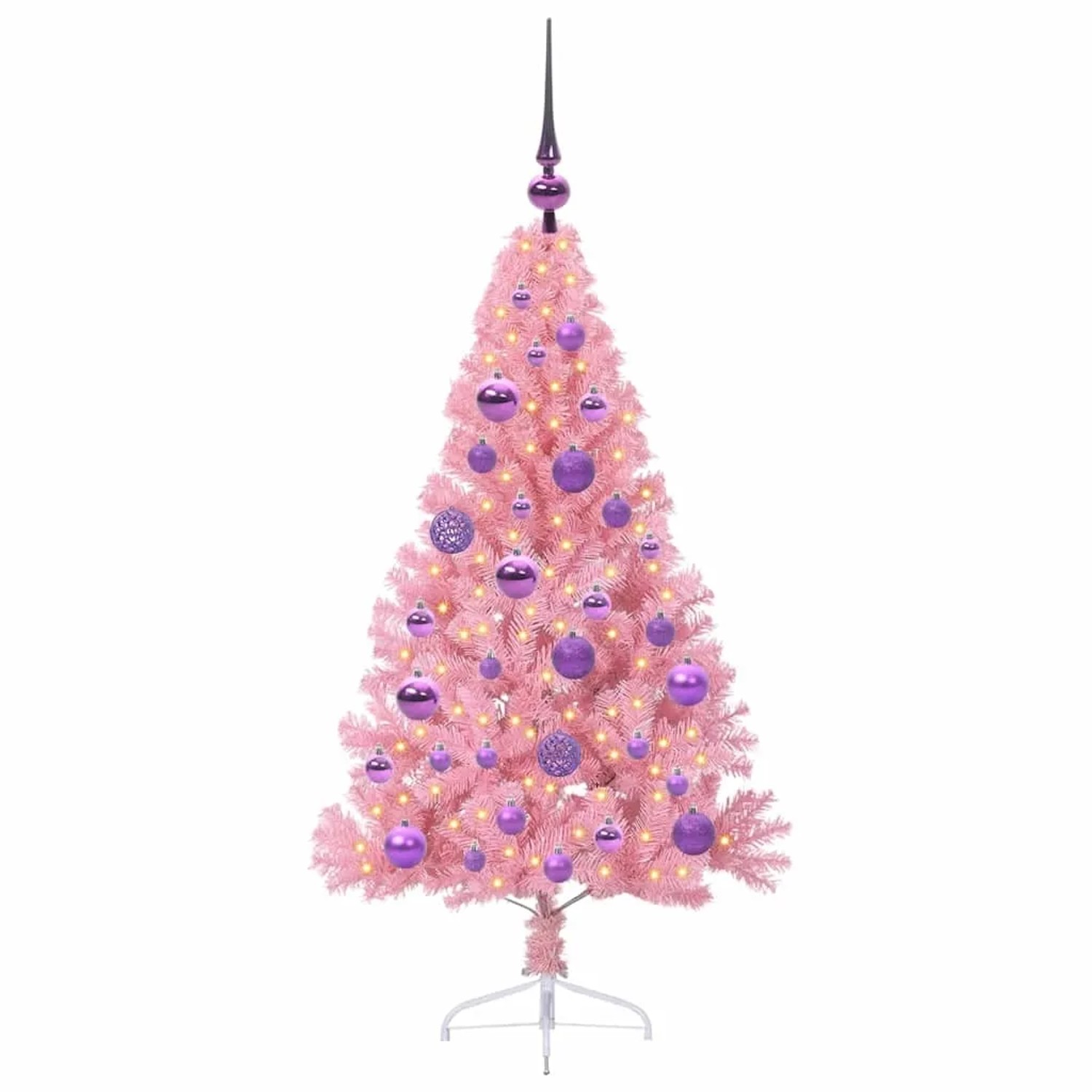 vidaXL Künstlicher Vorbeleuchteter Weihnachtsbaum Rosa 120 cm PVC 3397056