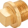 Messingfarbener Gewinde-Stopfen 16,7 mm (R 3/8) aus Rotguss mit Vierkantantrieb.