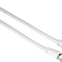 Weißes Hama SAT-Anschlusskabel, 10 m, mit F-Stecker für Antennenanschluss.