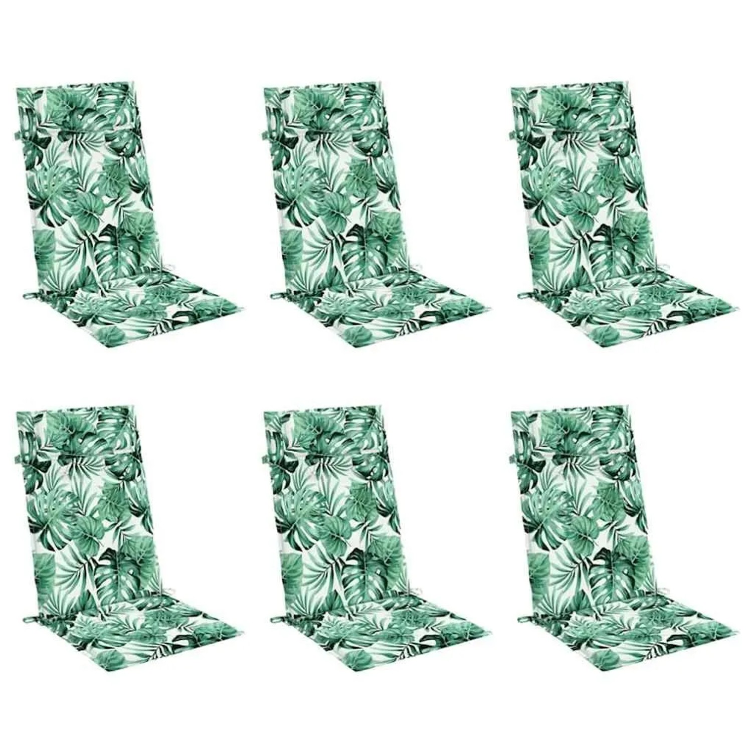 vidaXL Hochlehner-Auflagen 6 Stk Blattmuster Oxford-Gewebe 361912