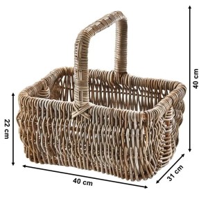 Handgeflochtener, grauer Einkaufskorb ETTA aus Rattan mit Henkel von Kobolo. Ideal für Badaccessoires und mehr.