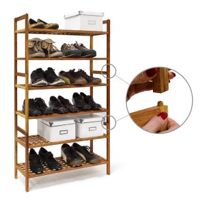 Relaxdays Schuhregal Walnuss Hell Stapelbar 40,5 cm x 69 cm x 26 cm 1,7 kg