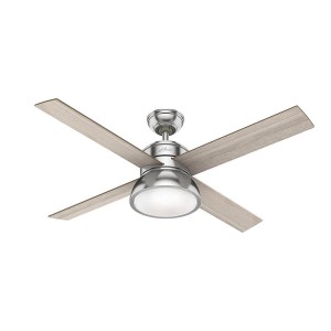 HUNTER Loki Deckenventilator, Nickel gebürstet, 132 cm, mit Licht und Fernbedienung.