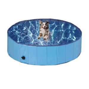 Relaxdays Hundepool Kunststoff Blau Faltbar 30 cm x 120 cm 3,4 kg