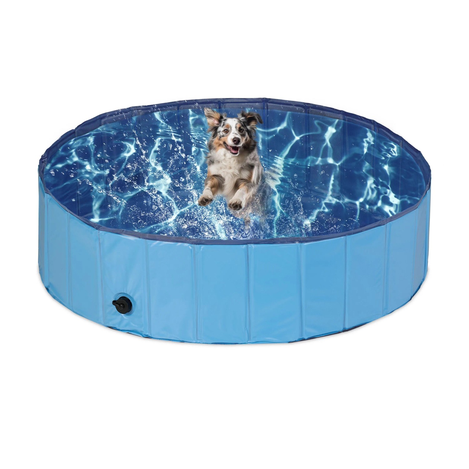 Relaxdays Hundepool Kunststoff Blau Faltbar 30 cm x 120 cm 3,4 kg
