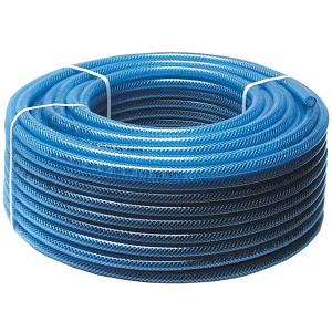 Aufgerollter, blauer Güde Druckluftschlauch, 9 mm Durchmesser, 50 m Länge.