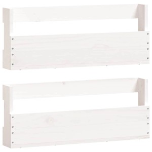 Zwei weiße Wand-Schuhregale aus Kiefernholz, 59x9x23 cm, für Schuhschränke & Schuhregale.