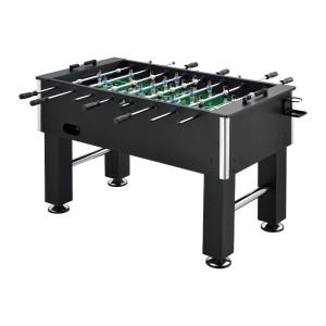 Schwarzer ArtSport Tischkicker mit Getränkehalter, höhenverstellbaren Füßen und 2 Bällen.
