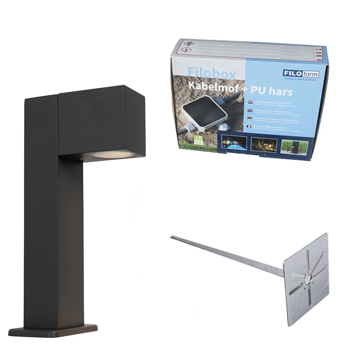 QAZQA Industrielle Stehende Außenleuchte Anthrazit 30 cm IP44 Baleno