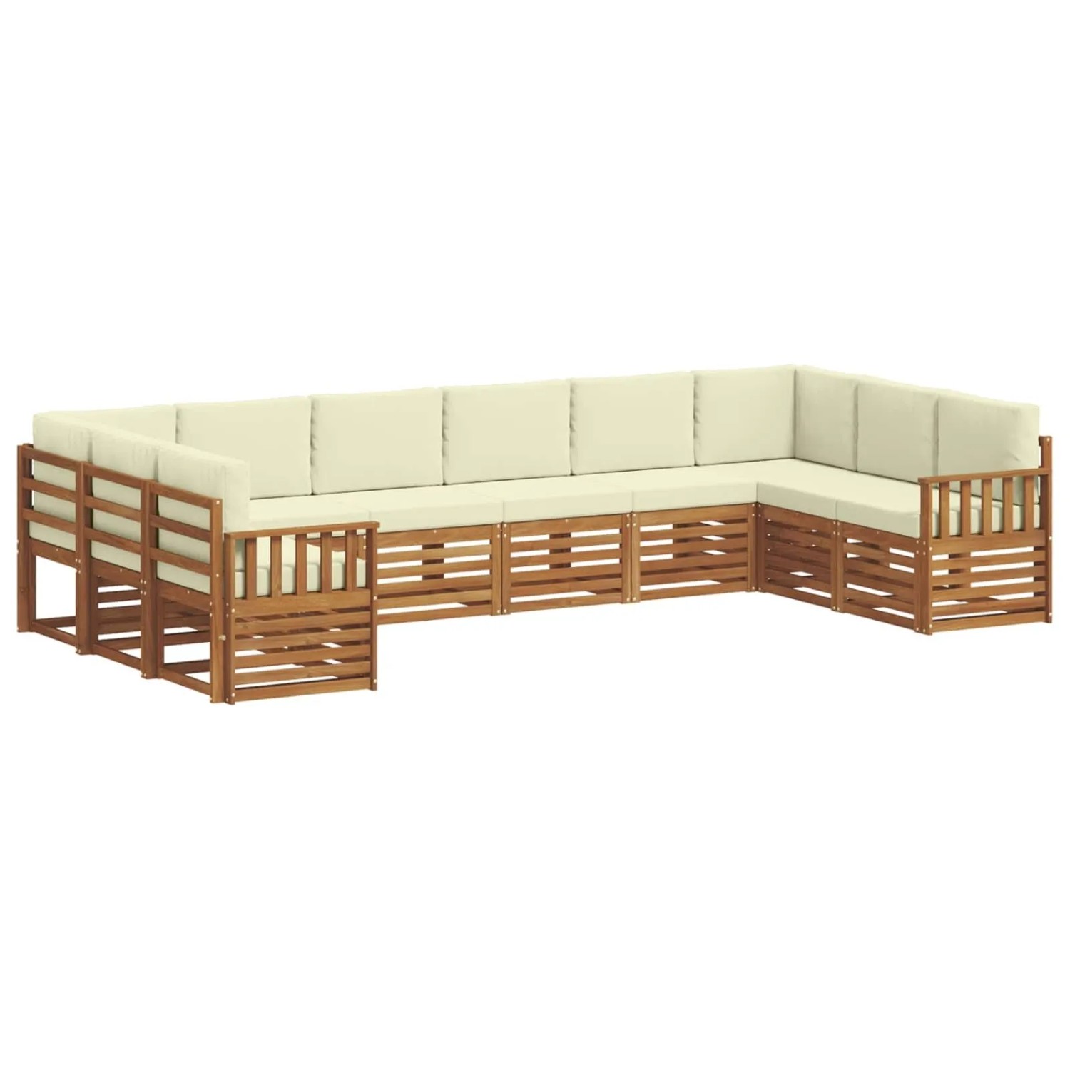 vidaXL Sofagarnituren 10 Tlg Natur und Creme Massivholz Akazie 3375550