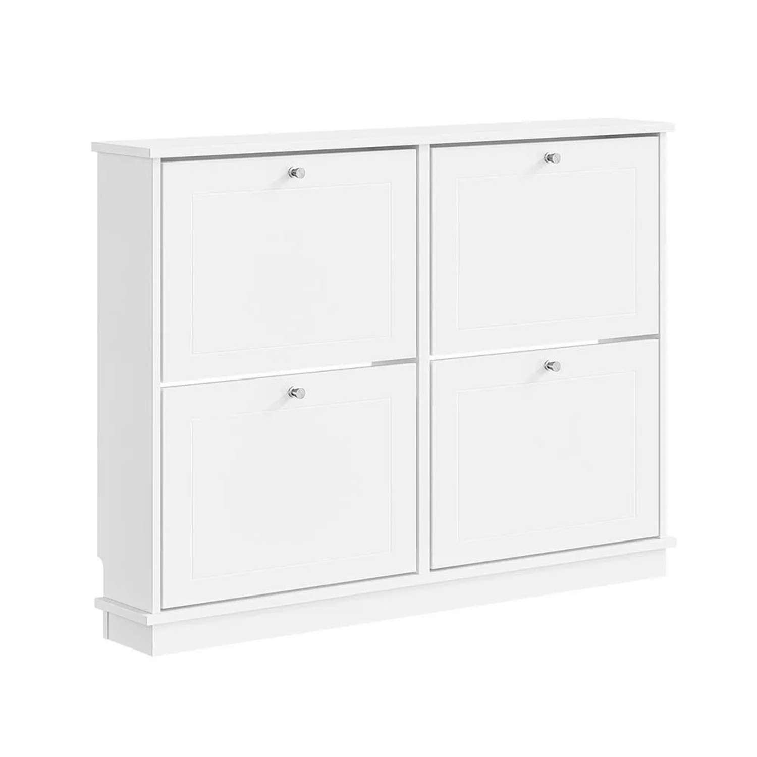 SoBuy Schuhschrank Schmal Flurschrank mit 4 Klappen Schuhregal Schuhkommode 105x78x18cm FSR216-W