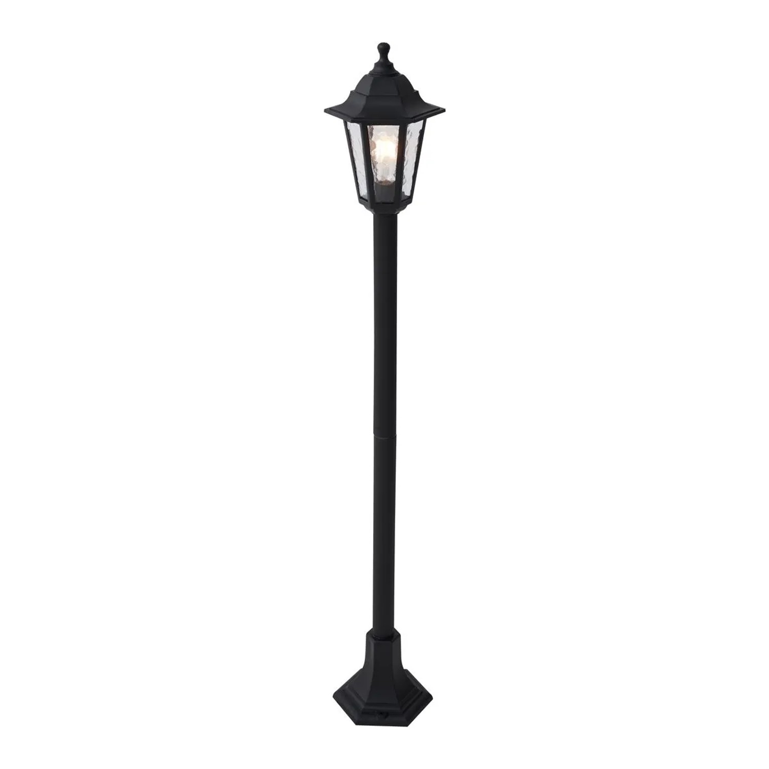 Klassische, schwarze QAZQA Wegeleuchte New Haven, 122cm hoch, für den Außenbereich.