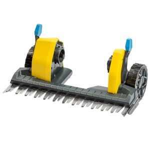 Gloria FineCut Rasen- und Kantenschneider Aufsatz für MultiBrush, gelb/grau, mit gegenläufigen Messern.