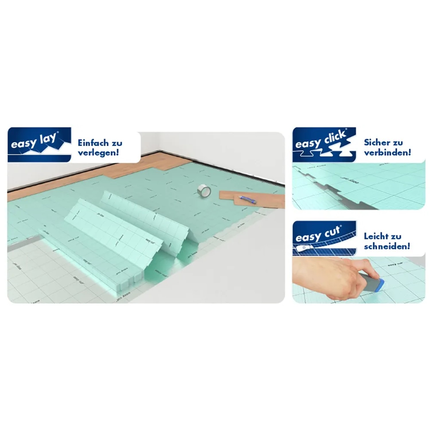 Selitac Trittschalldämmung 3mm für Parkett und Laminat, einfache Verlegung dank Falttechnik.
