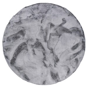 Runder, grau melierter Fellteppich (120x120cm) von Pergamon Luxus Super Soft.