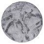 Runder, grau melierter Fellteppich (120x120cm) von Pergamon Luxus Super Soft.