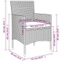 vidaXL Garten-Essgruppe, 5-teilig, grau/schwarz: Tisch mit Glasplatte und Rattanstühle mit Kissen.