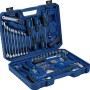 Offener, blauer LUX Werkzeugkoffer Classic, 54-teilig mit Werkzeugen wie Schraubenschlüssel, Hammer und Zangen.