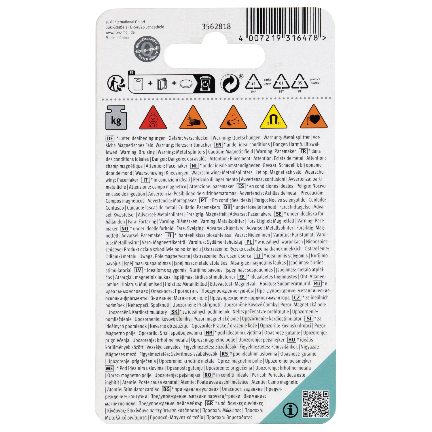 Fix-o-moll Magnetscheiben, selbstklebend, silberfarben, Ø 19mm, für Pinnwände.