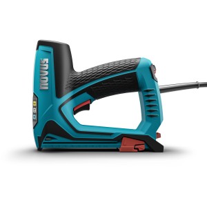 Novus Elektrotacker J-150 in Türkis/Schwarz, geeignet für Stoffe und Gewebe.