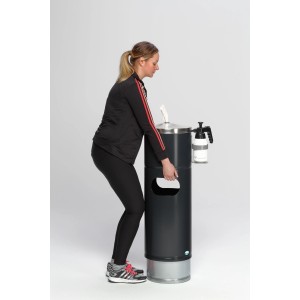 PROREGAL Desinfektionsstation Für Papiertücher Mit Flaschenhalter Inneneinsatz 32 Liter HxBxT 90 x 46 x 35 cm Verzinkter Stahl Anthrazit