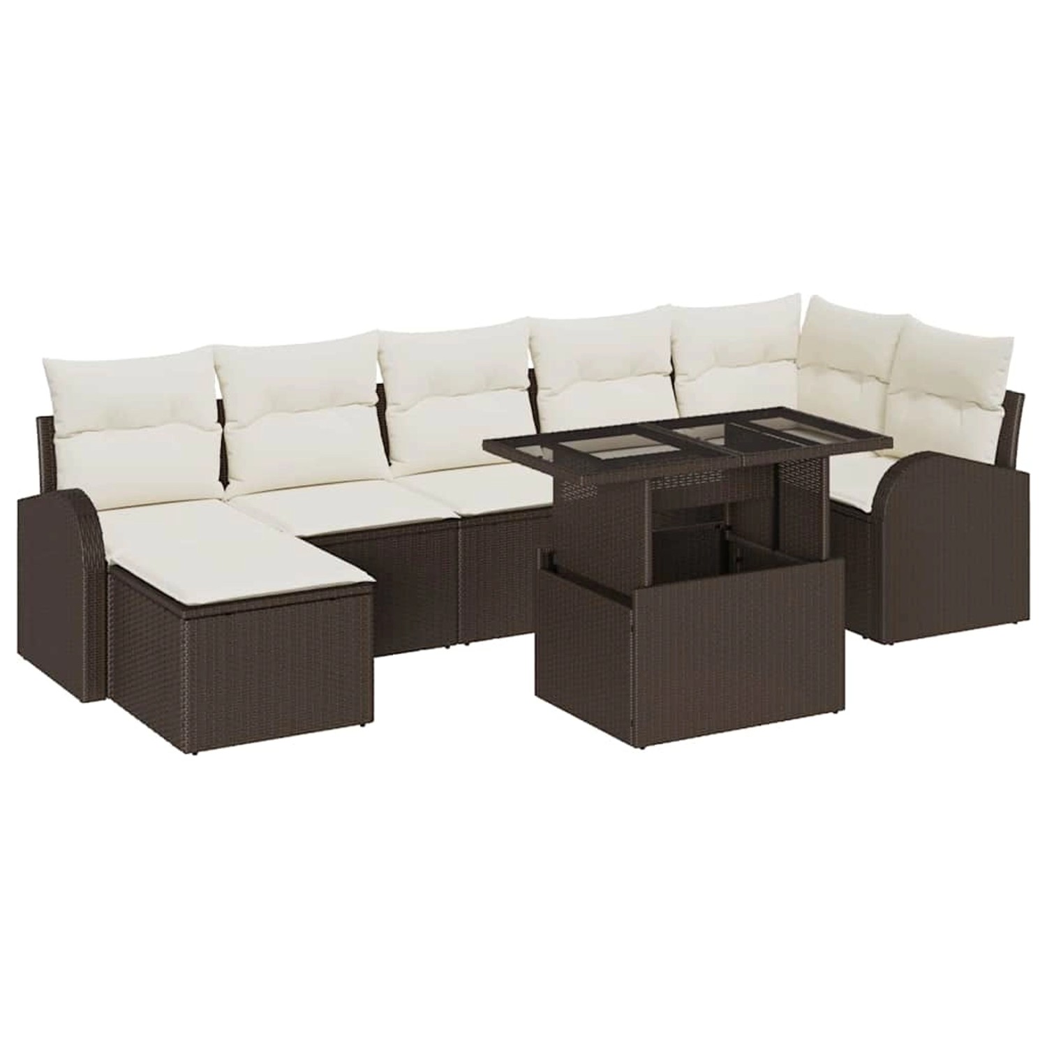 vidaXL Garten-Sofa-Set mit Speicher 8-Tlg Braun Poly Rattan 3357421 günstig online kaufen