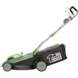 LUX-TOOLS Akku-Rasenmäher A-RM-2x20/43 Set mit Akku, 43 cm Schnittbreite und Fangkorb.