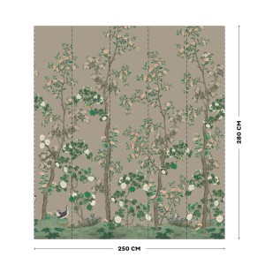 Art for the Home Fototapete Rachelle, 280x250 cm, grün-grau mit floralem Muster.