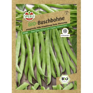 Samenpackung Sperli Bio Buschbohne Maxi: Grüne Bohnen, frühe Sorte, für Beet und Garten.