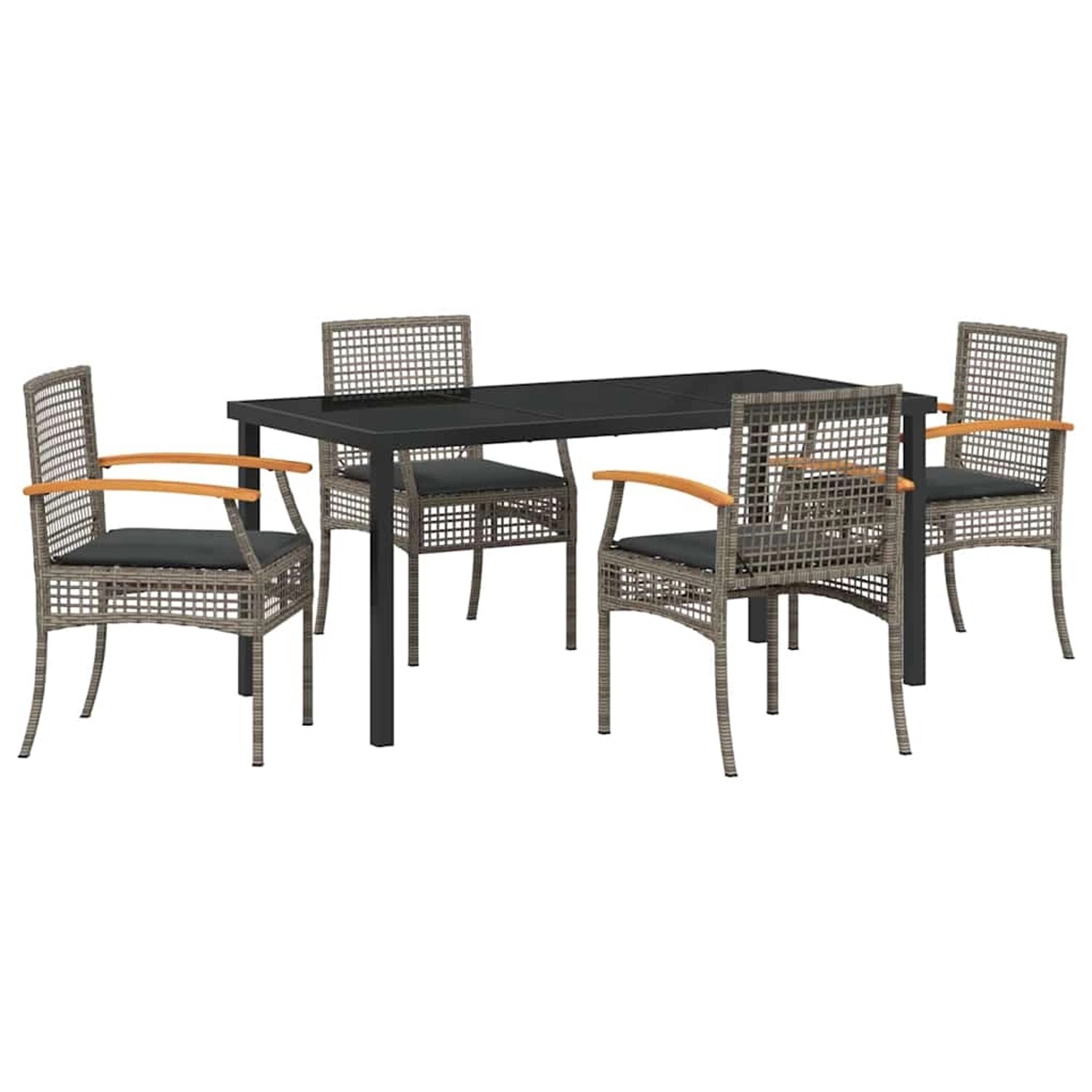 vidaXL Garten Essgruppe 5-Tlg Grau Poly Rattan 3380823 günstig online kaufen