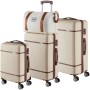Tectake Reisekofferset Madison 13 Teilig Hartschalen Aus Robustem Abs Kunststoff Tsa Sicherheitszahlenschloss 30 x 49 x 76 cm Creme