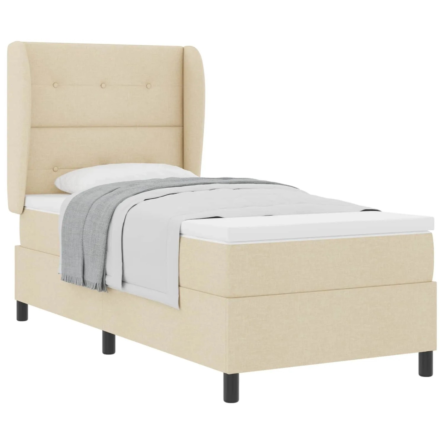 vidaXL Boxspringbett mit Matratze Creme 100 x 200 cm Stoff 3340555