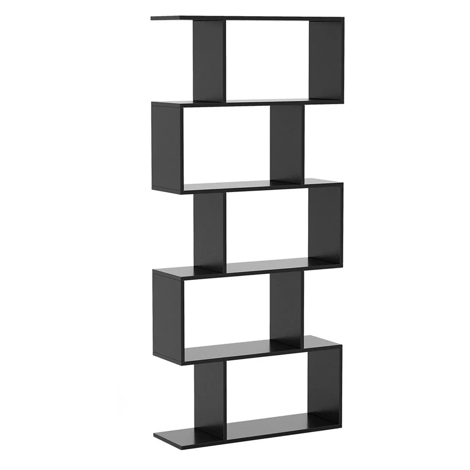 Costway Bücherregal mit 5 Ebenen Aus Holz 70 x 23.5 x 158 cm Schwarz günstig online kaufen