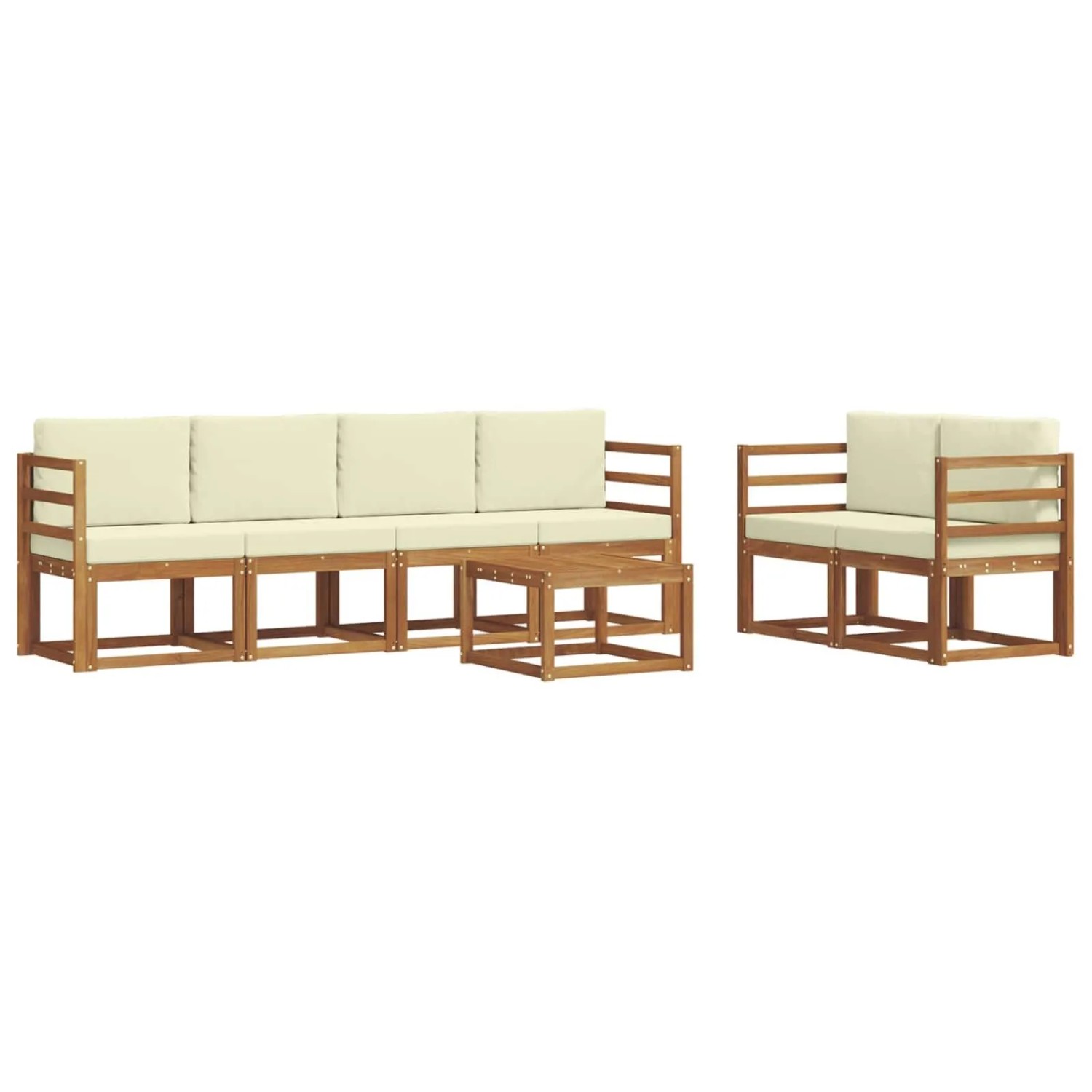vidaXL Outdoor-Sofagarnitur 7 Stk Natur und Creme Massivholz Akazie 3366028