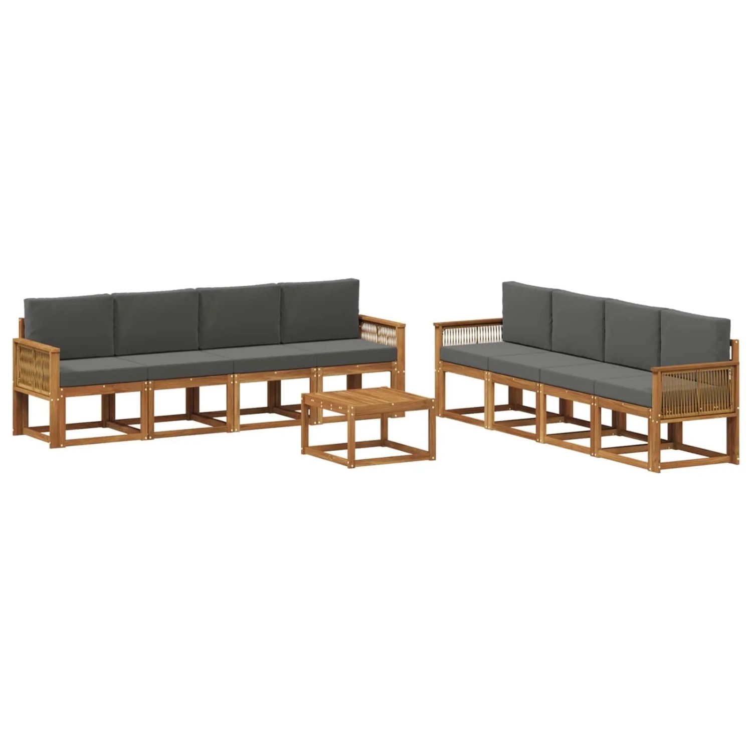 vidaXL Outdoor-Sofagarnitur 9 Stk Natur und Anthrazit Polyester 3385098
