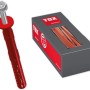 Tox Rahmendübel Fassad XL 14x240, roter Dübel mit Schraube und grauer Verpackung.