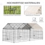 PawHut Freigehege Laufgitter mit Abdeckung für Kleintiere, pulverbeschichteter Stahlrahmen.