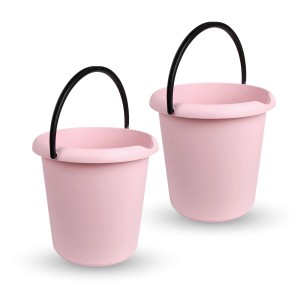 2er Pack: Rosa ProHome Eimer, 5 Liter, mit Kunststoffbügel. Ideal für Reinigung und Haushalt.