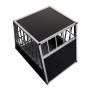 Juskys Alu Hundetransportbox L, Transportbox aus Alu und MDF, schwarz/silber, für mittelgroße Hunde.