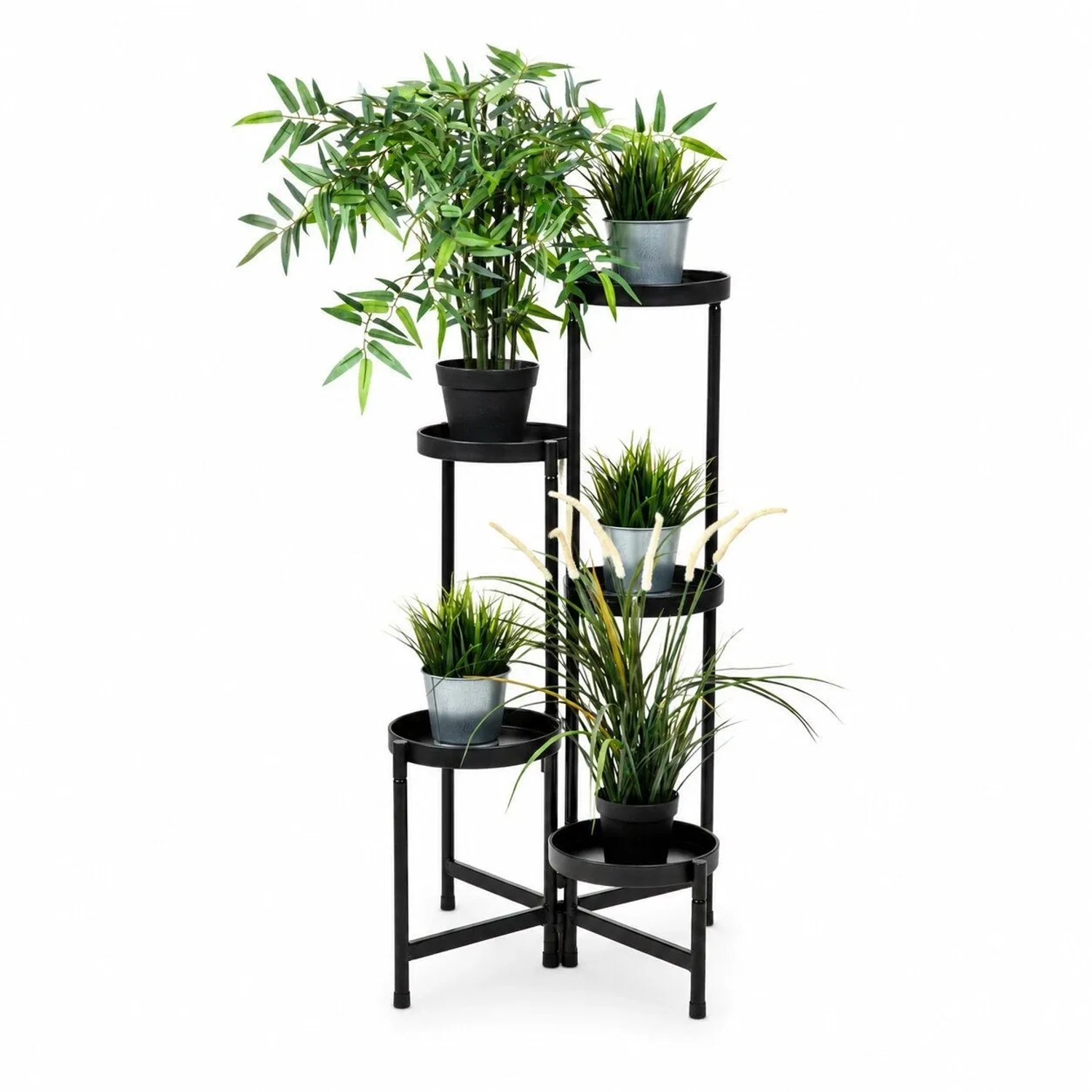 BigDean 5 Etagen Blumentreppe Blumenständer Klappbarer Pflanzenständer Pflanzenregal Blumenregal Pflanzentreppe Robuster Blumenständer Metall