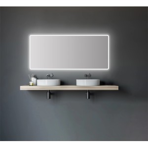 DSK Design LED-Lichtspiegel Silver Rio, 160x70 cm, mit umlaufender LED-Beleuchtung.
