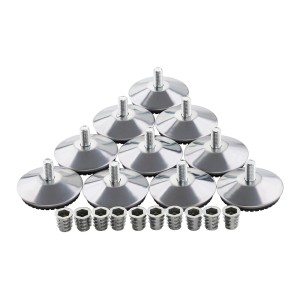 10er Set SOTECH Verstellfüße MOBILIA, Ø 48 mm, mit Einschraubmuffen für Möbel.