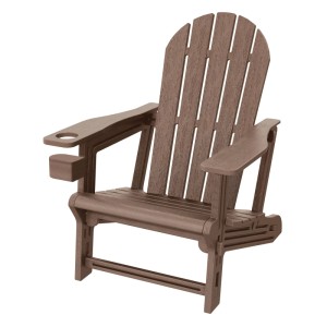 Brauner ML-Design Adirondack Stuhl aus Kunststoff mit Getränkehalter. Gartenstuhl im Holzdesign.