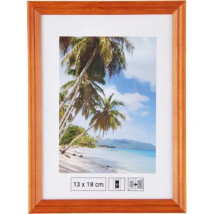 Holzbilderrahmen Erle gerillt, 13x18 cm, mit Foto einer tropischen Szene.