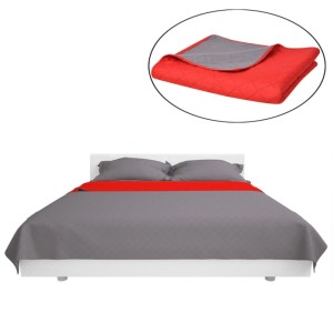 vidaXL Zweiseitige Tagesdecke Gesteppt Rot und Grau 170x210 cm 131555