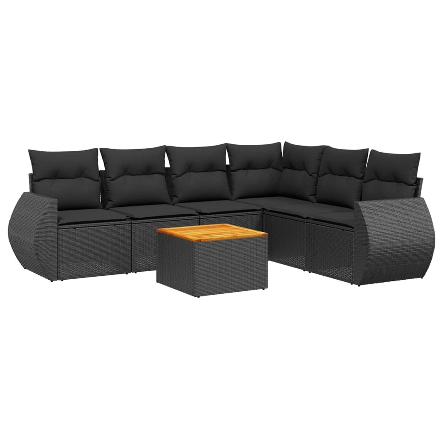 vidaXL 7-Tlg Garten-Sofagarnitur mit Kissen Schwarz Poly Rattan 3225019 günstig online kaufen