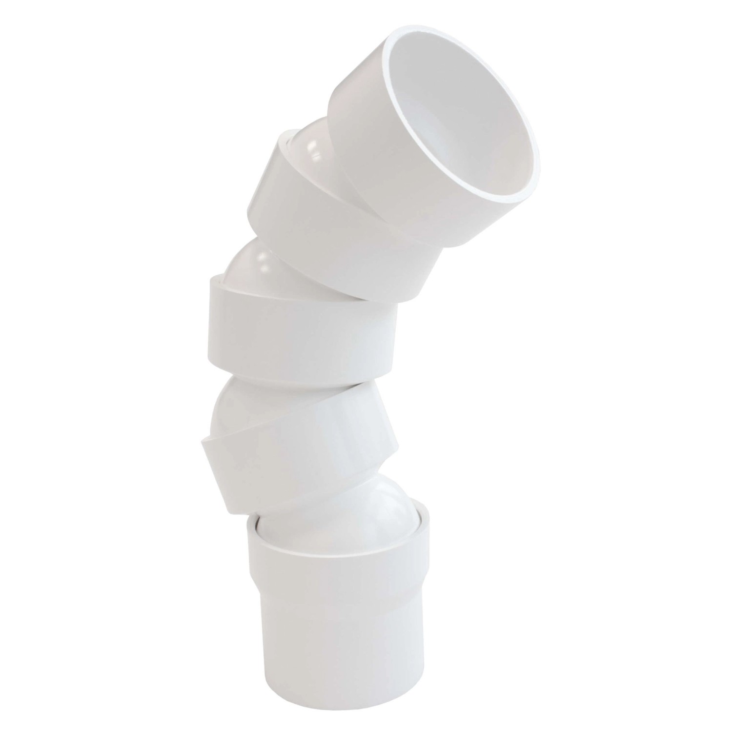 Inefa Flexibler Rohrbogen PVC 4x DN 50 67-90 Grad Bogenstück Weiß