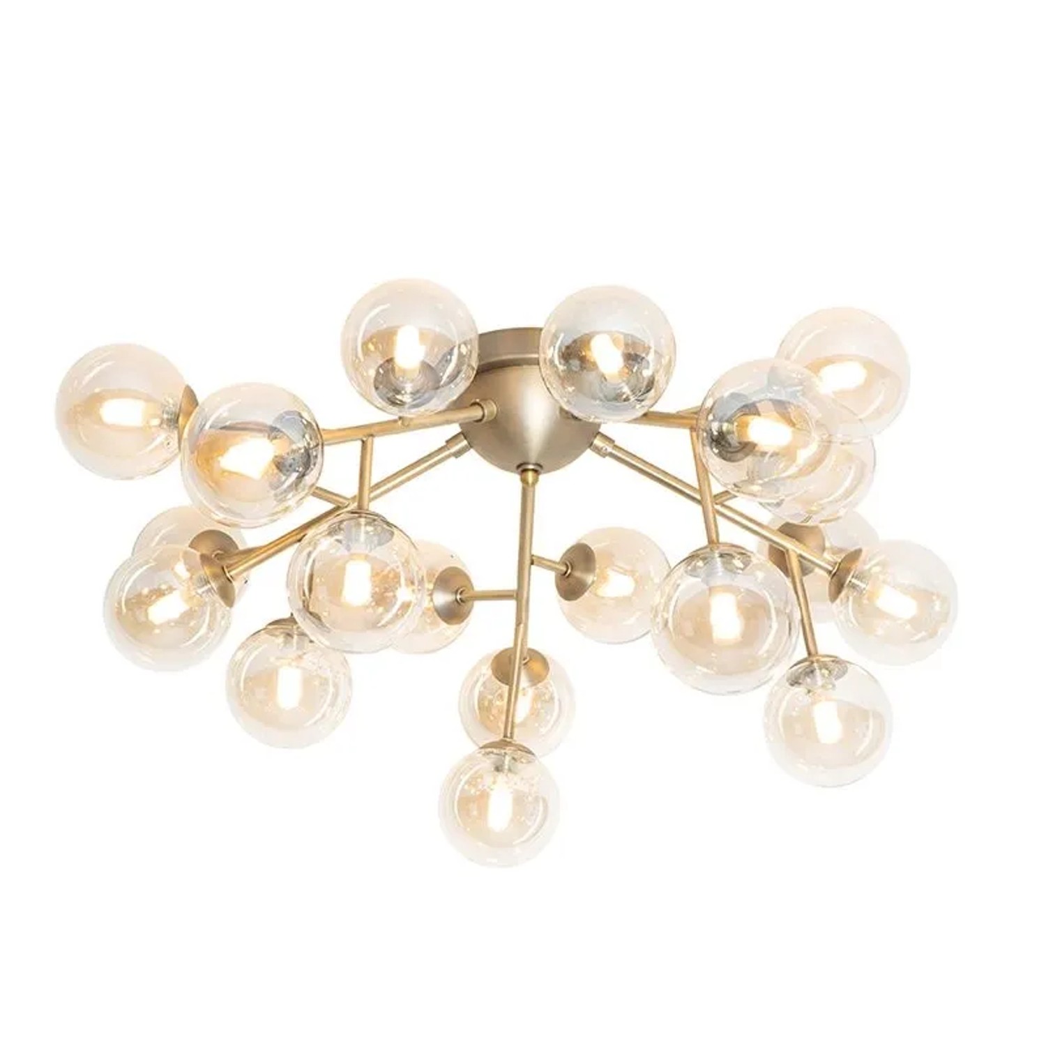 Qazqa Moderne Deckenleuchte Bronze Mit Bernsteinglas 20 Lichter Bianca