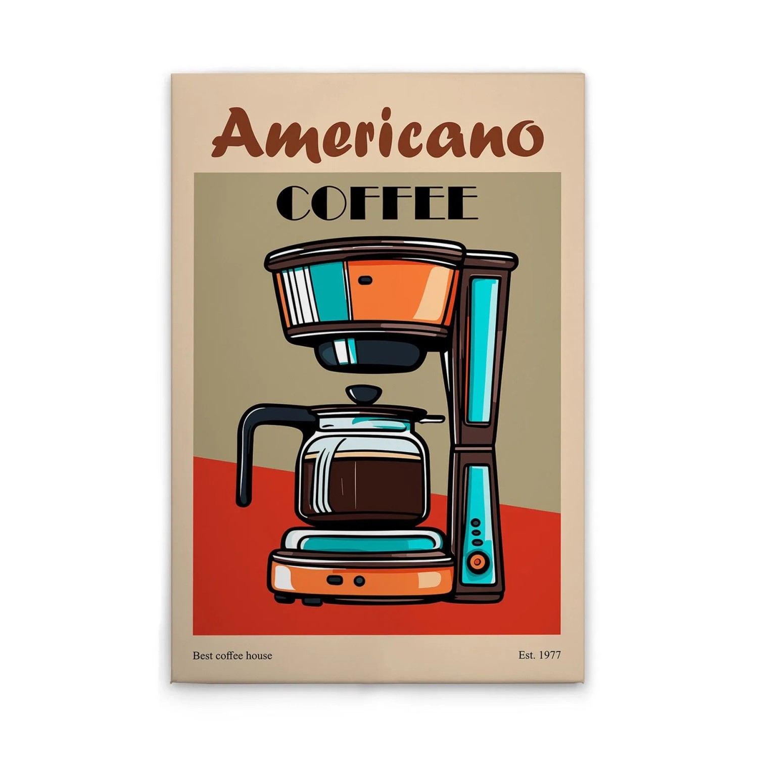 Tadessi Leinwandbild - M1-No.51761 - Blechschild Retro Look Kaffee - 60 x 90 cm - Querformat